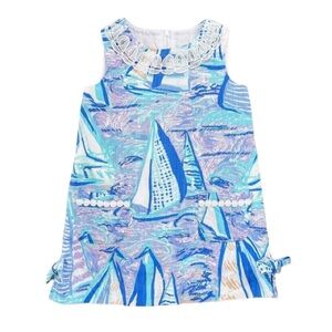 Lilly Pulitzer Blue and White Sailboat Print Girls Dress SZ 10
